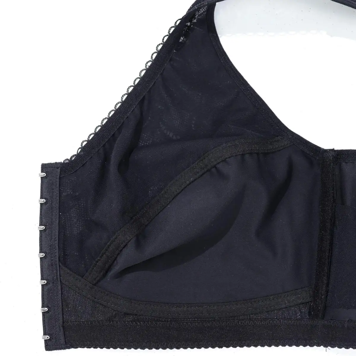 BEAUWEAR 7 Hooks Front Closure Unlined Thin Comfort Bra no Wire Plain Floral Full Cup Minimizer Bralette