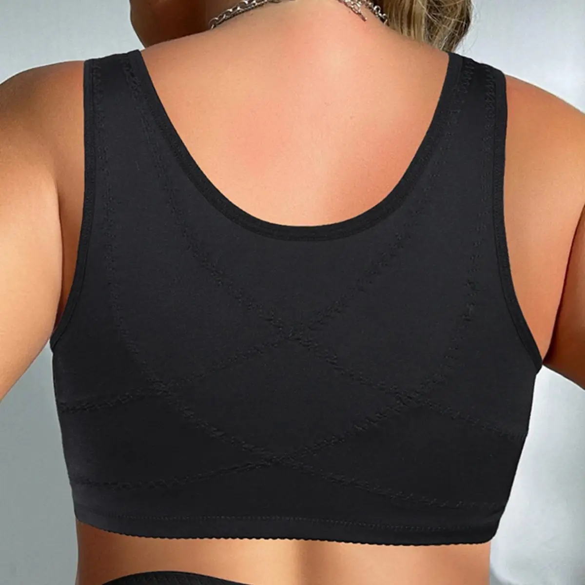 BEAUWEAR 7 Hooks Front Closure Unlined Thin Comfort Bra no Wire Plain Floral Full Cup Minimizer Bralette