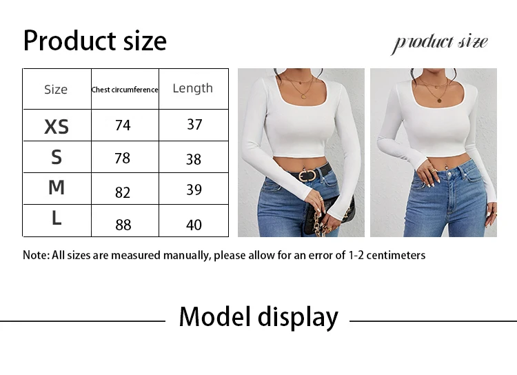 Squared Neck Cropped T-shirt, Casual Long Sleeve Solid T-shirt, Women's Clothing Squared Neck Cropped T-shirt, Casual Long Sleeve Solid T-shirt, Women's Clothing