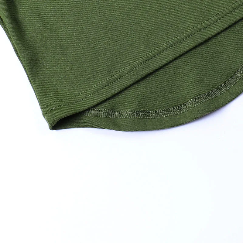 Square Collar Long Sleeve Casual Women T Shirts Green Autumn Skinny Sexy Solid Basic Crop Tops Fashion Streetwear