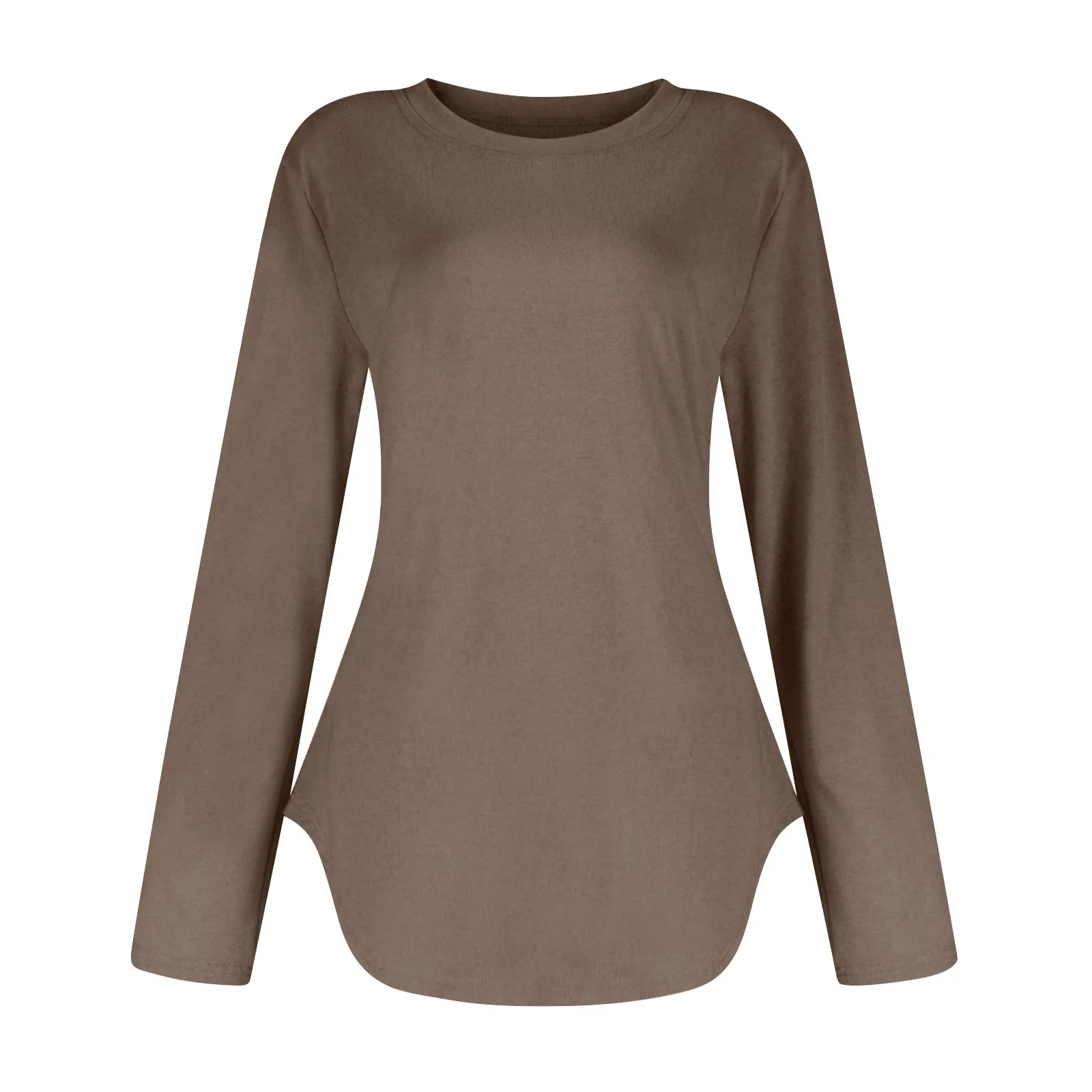 Traf 2024 Mujer Womens Long Sleeve Round Neck Shirts Side Split Basic Loose Tunic Tops Casual Shirts Ropa De Mujer Fashion