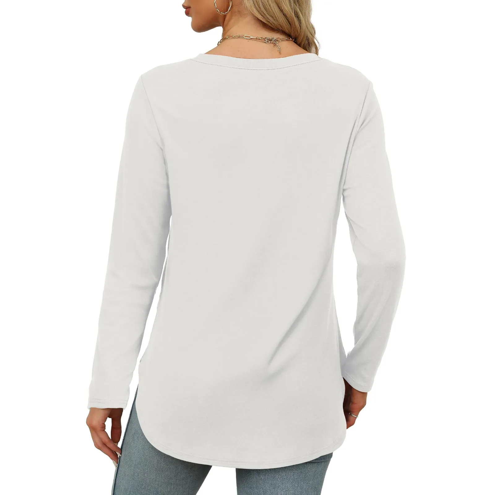 Traf 2024 Mujer Womens Long Sleeve Round Neck Shirts Side Split Basic Loose Tunic Tops Casual Shirts Ropa De Mujer Fashion