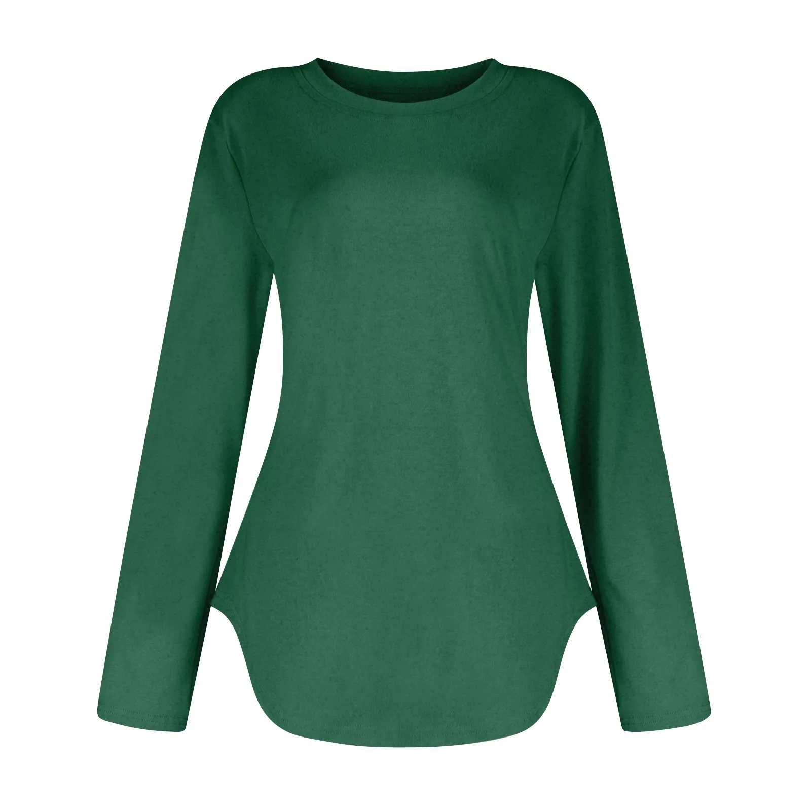 Traf 2024 Mujer Womens Long Sleeve Round Neck Shirts Side Split Basic Loose Tunic Tops Casual Shirts Ropa De Mujer Fashion