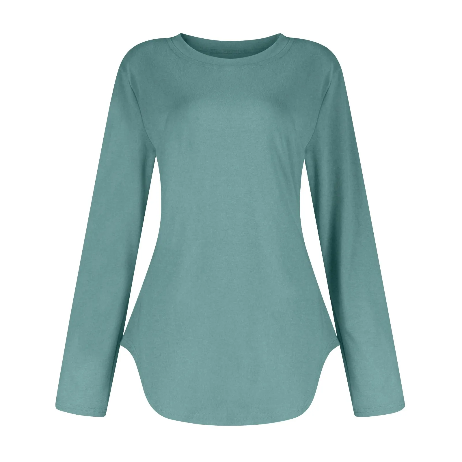 Traf 2024 Mujer Womens Long Sleeve Round Neck Shirts Side Split Basic Loose Tunic Tops Casual Shirts Ropa De Mujer Fashion