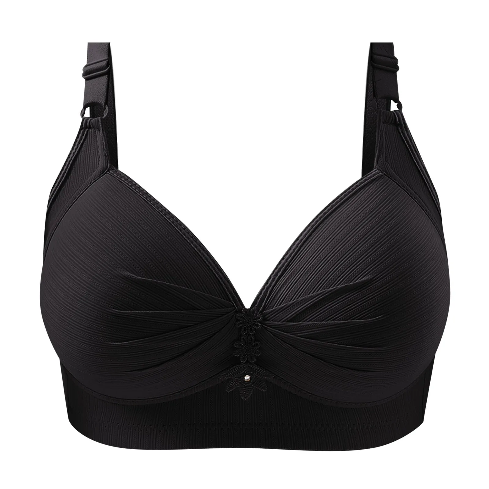 Women'S Push Up Wireless Bra Comfort Support No Underwire Solid Color Adjustable Shoulder Strap Lingerie Uncensored Underwear