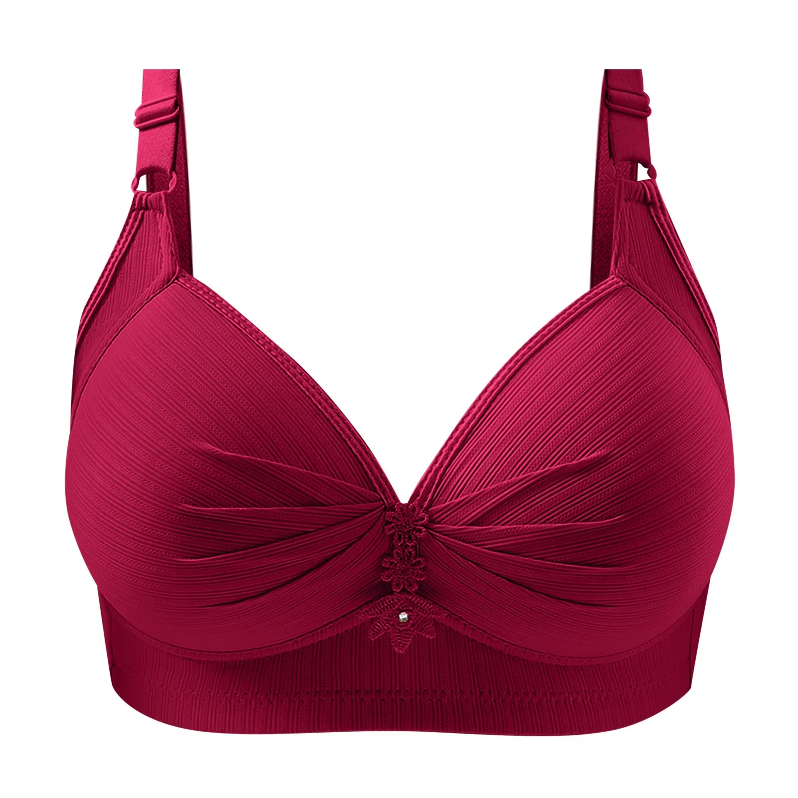 Women'S Push Up Wireless Bra Comfort Support No Underwire Solid Color Adjustable Shoulder Strap Lingerie Uncensored Underwear