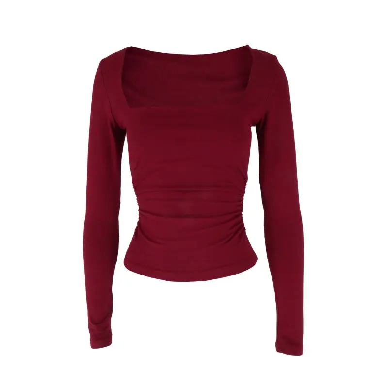 New Women T-shirt Autumn Sexy Low Chest Solid Elegant T-shirt Streetwear Fashion Long Sleeves Casual Slim Versatile Female Tees New Women T-shirt Autumn Sexy Low Chest Solid Elegant T-shirt Streetwear Fashion Long Sleeves Casual Slim Versatile Female Tees