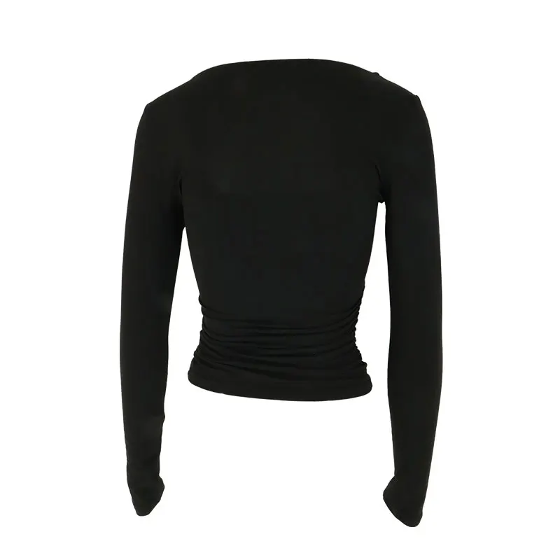New Women T-shirt Autumn Sexy Low Chest Solid Elegant T-shirt Streetwear Fashion Long Sleeves Casual Slim Versatile Female Tees New Women T-shirt Autumn Sexy Low Chest Solid Elegant T-shirt Streetwear Fashion Long Sleeves Casual Slim Versatile Female Tees