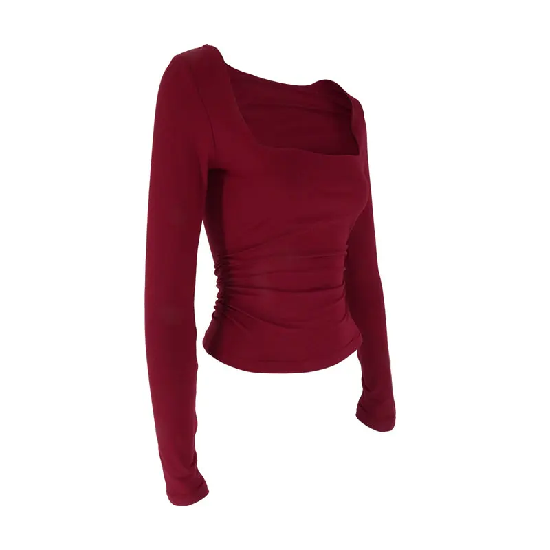 New Women T-shirt Autumn Sexy Low Chest Solid Elegant T-shirt Streetwear Fashion Long Sleeves Casual Slim Versatile Female Tees New Women T-shirt Autumn Sexy Low Chest Solid Elegant T-shirt Streetwear Fashion Long Sleeves Casual Slim Versatile Female Tees