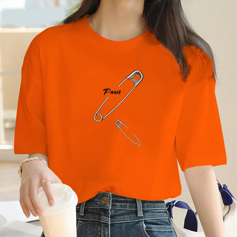 2024 new printed women's T-shirt casual round neck short sleeve summer street trend hip hop Harajuku round neck big T