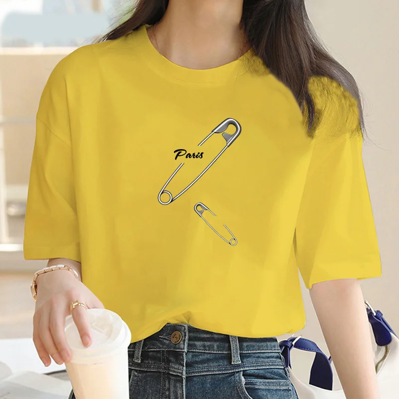 2024 new printed women's T-shirt casual round neck short sleeve summer street trend hip hop Harajuku round neck big T