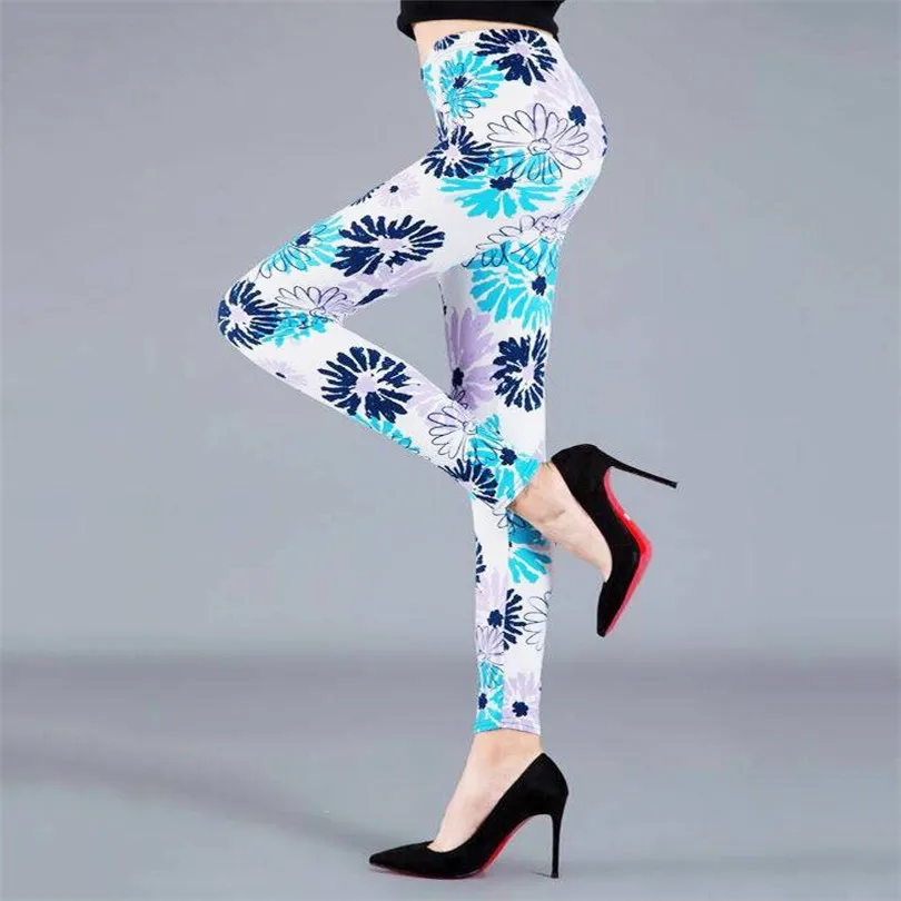 YSDNCHI Women Summer Female Fitness Leggings Floral Print Leggins Lady Sexy Slim Elastic Pencil Pants Stretch Trousers Mujer