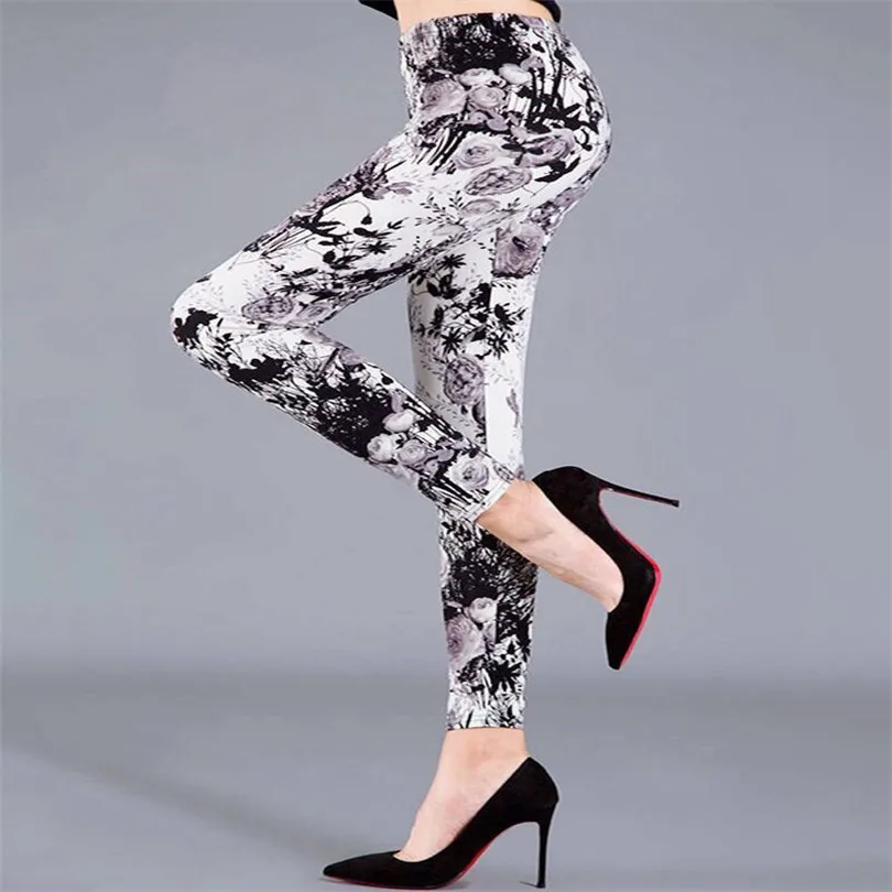 YSDNCHI Women Summer Female Fitness Leggings Floral Print Leggins Lady Sexy Slim Elastic Pencil Pants Stretch Trousers Mujer