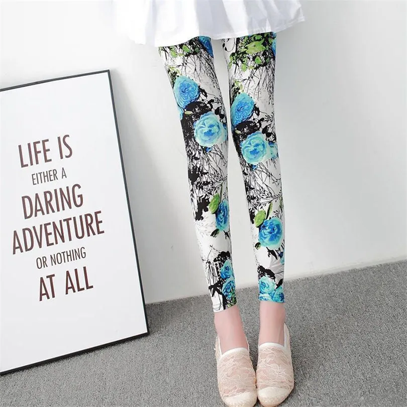 YSDNCHI Women Summer Female Fitness Leggings Floral Print Leggins Lady Sexy Slim Elastic Pencil Pants Stretch Trousers Mujer