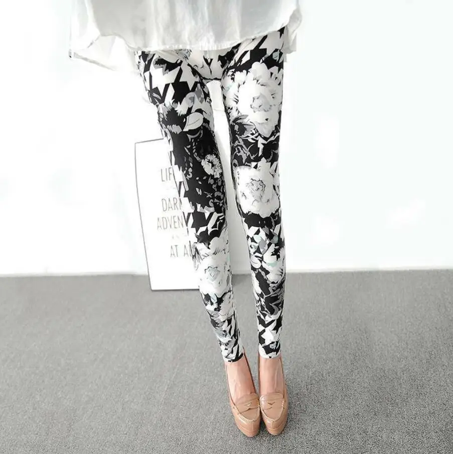 YSDNCHI Women Summer Female Fitness Leggings Floral Print Leggins Lady Sexy Slim Elastic Pencil Pants Stretch Trousers Mujer