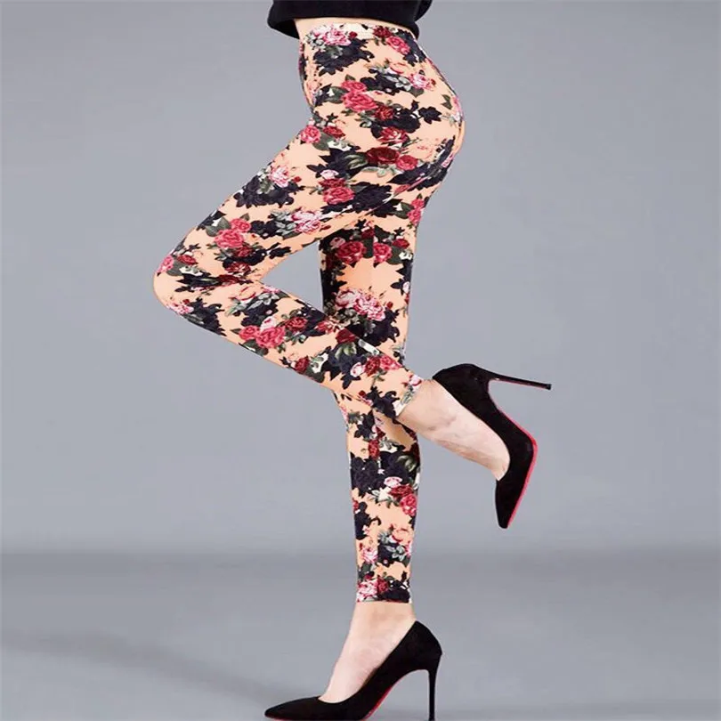 YSDNCHI Women Summer Female Fitness Leggings Floral Print Leggins Lady Sexy Slim Elastic Pencil Pants Stretch Trousers Mujer