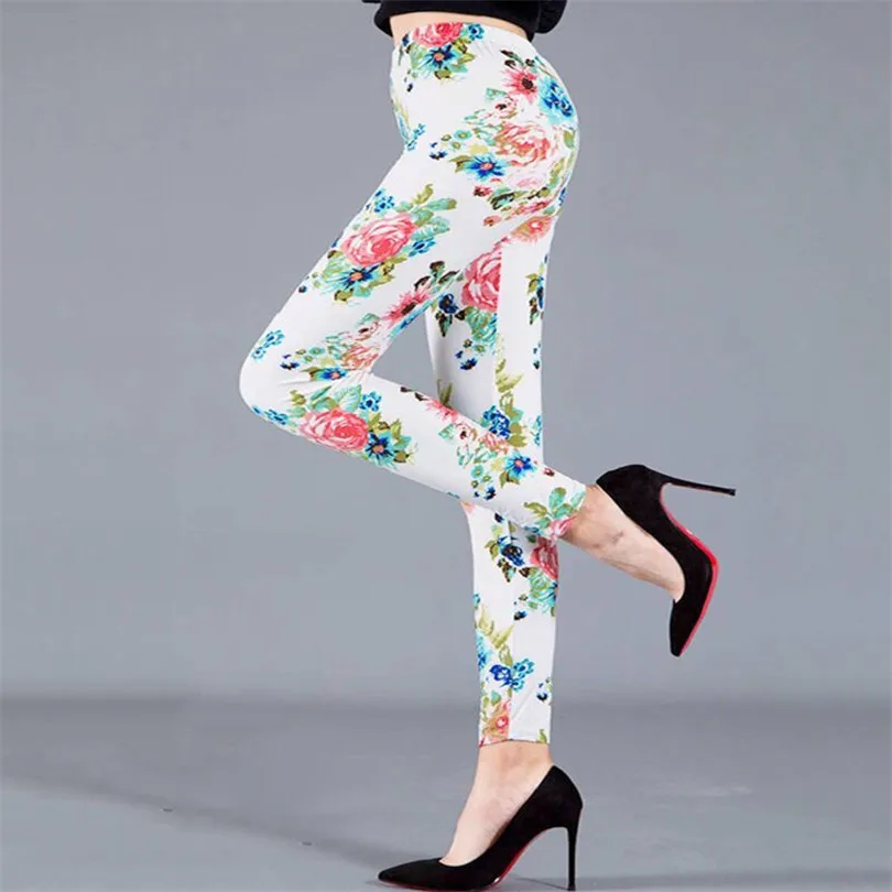 YSDNCHI Women Summer Female Fitness Leggings Floral Print Leggins Lady Sexy Slim Elastic Pencil Pants Stretch Trousers Mujer