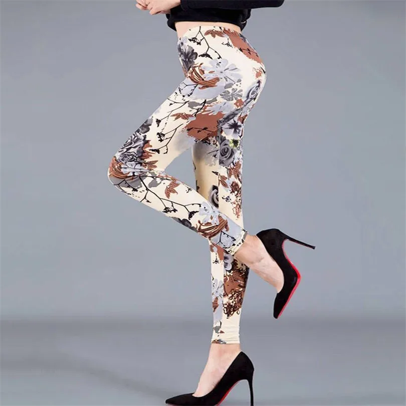 YSDNCHI Women Summer Female Fitness Leggings Floral Print Leggins Lady Sexy Slim Elastic Pencil Pants Stretch Trousers Mujer