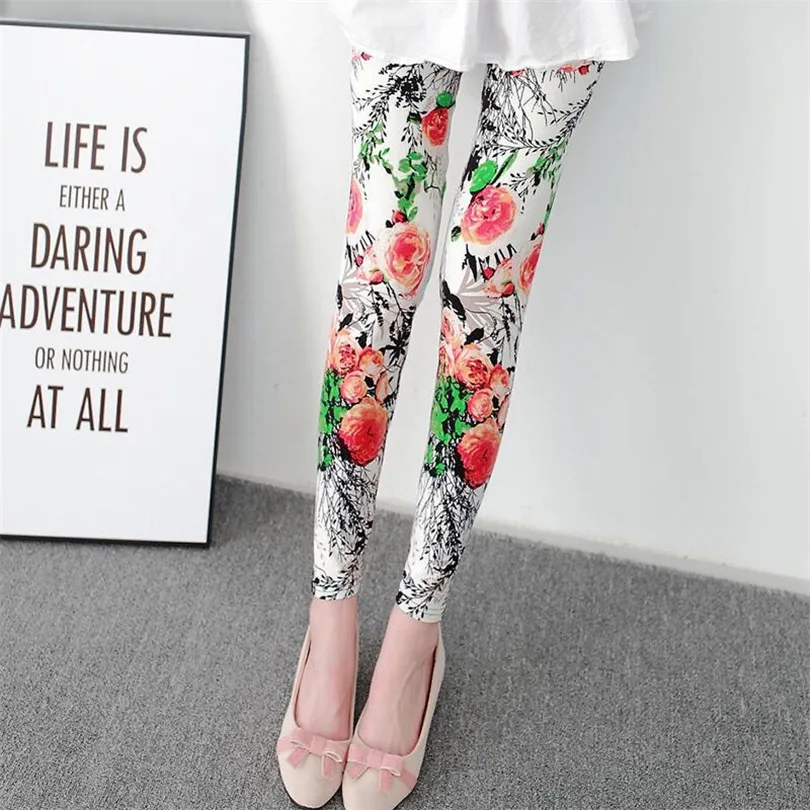 YSDNCHI Women Summer Female Fitness Leggings Floral Print Leggins Lady Sexy Slim Elastic Pencil Pants Stretch Trousers Mujer