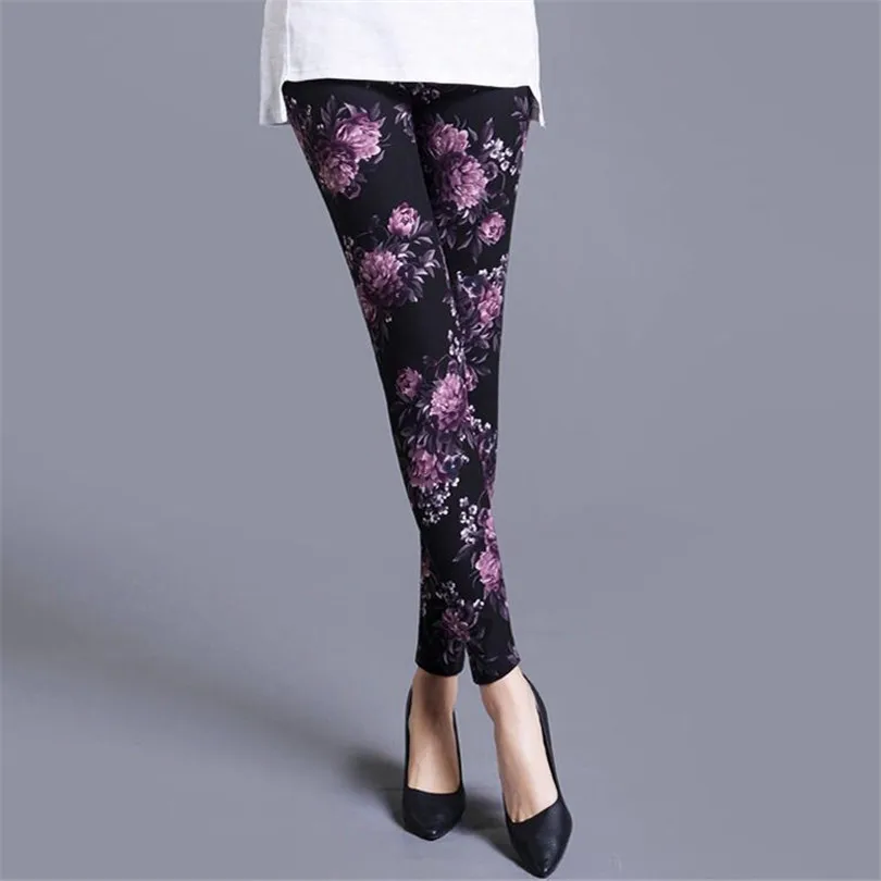 YSDNCHI Women Summer Female Fitness Leggings Floral Print Leggins Lady Sexy Slim Elastic Pencil Pants Stretch Trousers Mujer