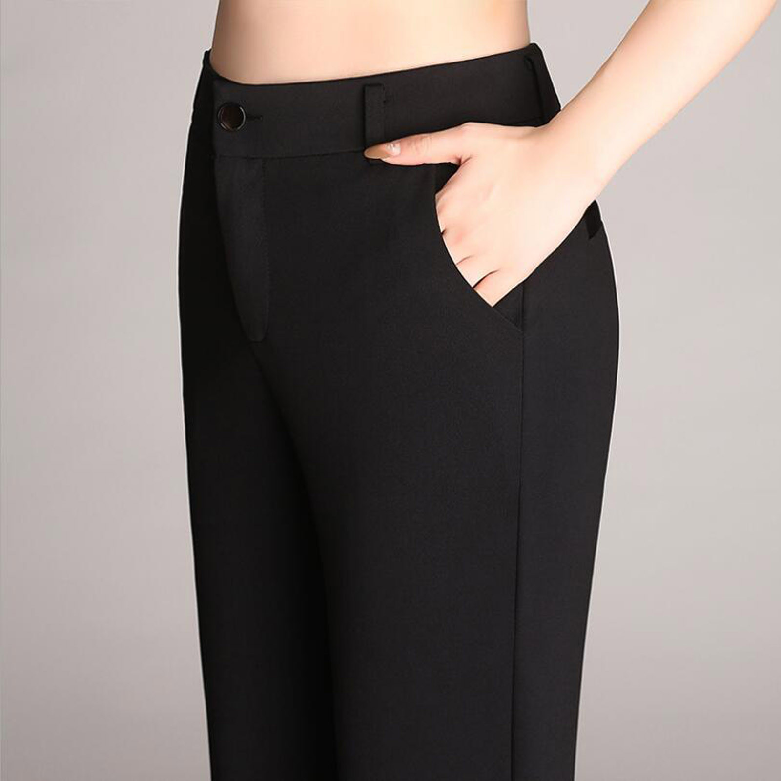 Autumn and Winter Women Pockets High Waist Solid Straight-leg Pants Long Trousers Flared Pants Autumn and Winter Women Pockets High Waist Solid Straight-leg Pants Long Trousers Flared Pants