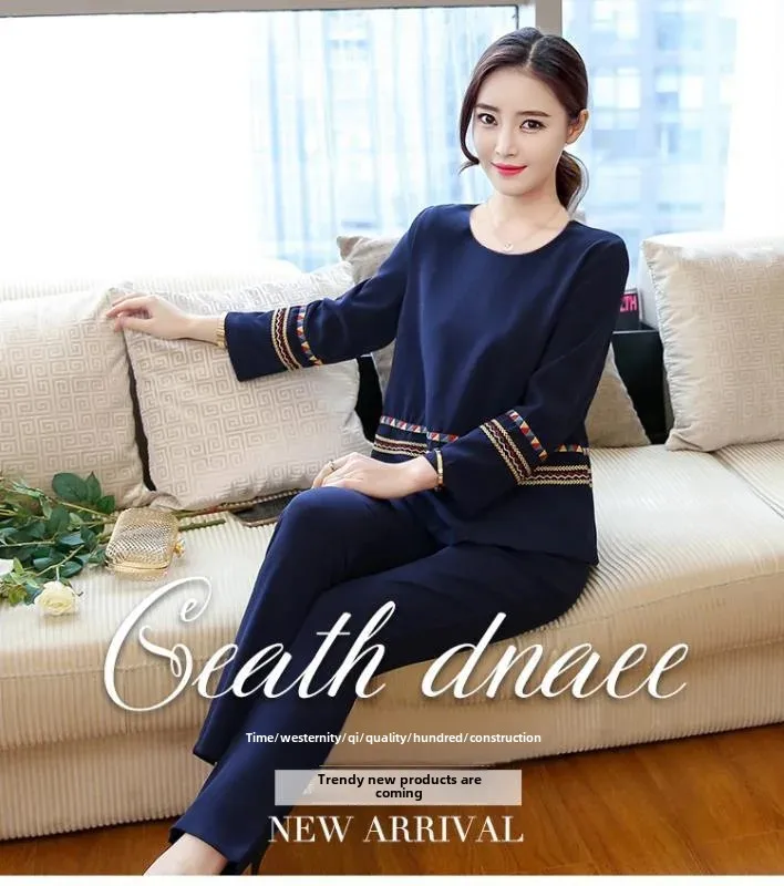 New Spring-Autumn Fashion Plus Size Loose Fit Sweatshirt Casual Slimming 2-Piece Set Trendy Mother's Attire New Spring-Autumn Fashion Plus Size Loose Fit Sweatshirt Casual Slimming 2-Piece Set Trendy Mother's Attire