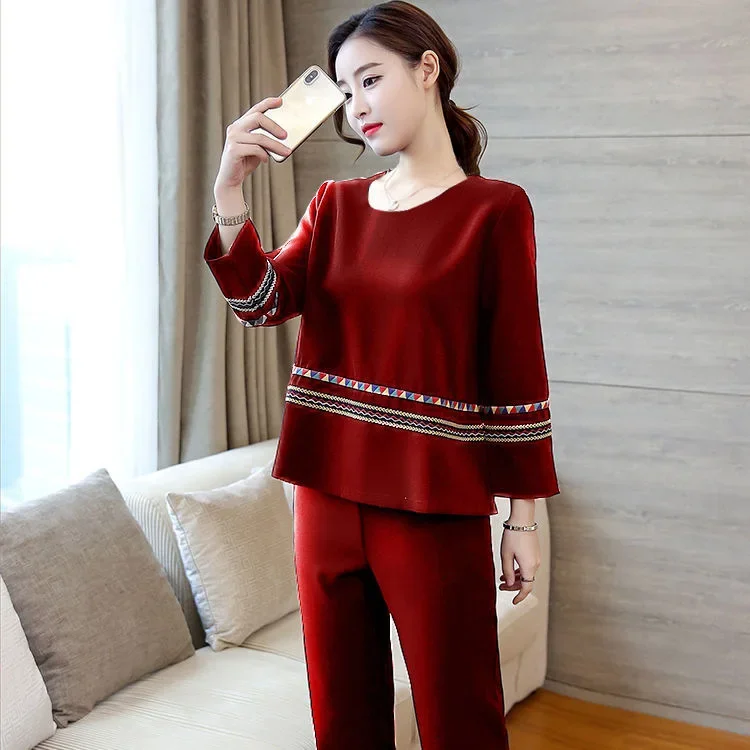 New Spring-Autumn Fashion Plus Size Loose Fit Sweatshirt Casual Slimming 2-Piece Set Trendy Mother's Attire New Spring-Autumn Fashion Plus Size Loose Fit Sweatshirt Casual Slimming 2-Piece Set Trendy Mother's Attire