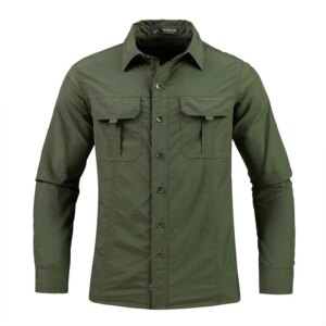 Men Summer Tactical Long Sleeved Shirts US Hot Outdoor Multi-pocket Army Green Waterproof Summer Camping Fishing Cargo Shirts