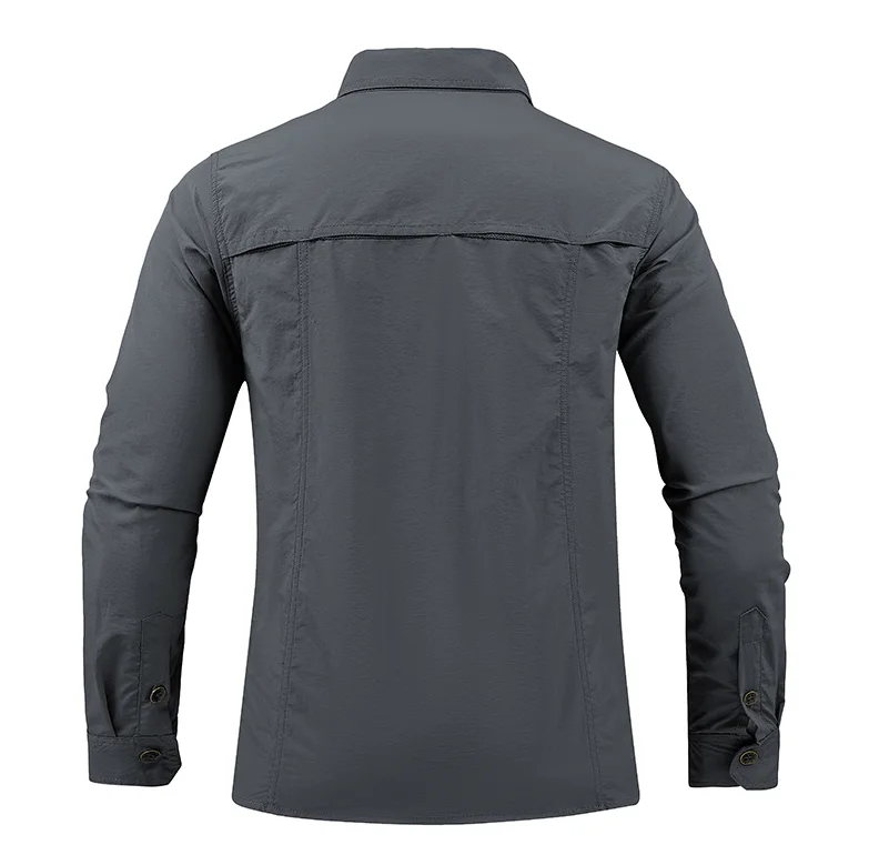 Men Summer Tactical Long Sleeved Shirts US Hot Outdoor Multi-pocket Army Green Waterproof Summer Camping Fishing Cargo Shirts