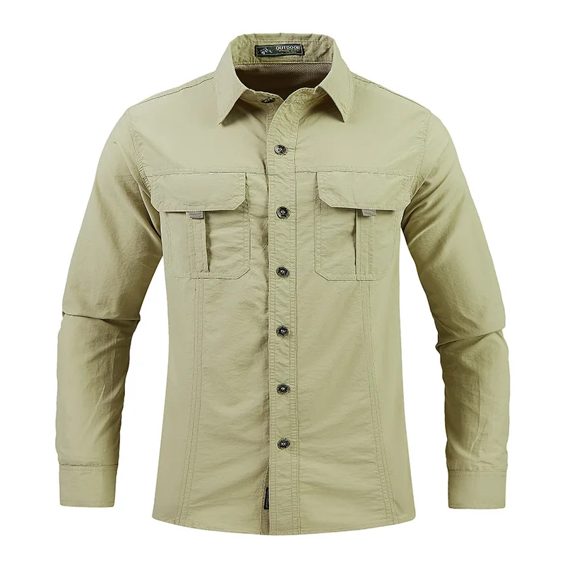 Men Summer Tactical Long Sleeved Shirts US Hot Outdoor Multi-pocket Army Green Waterproof Summer Camping Fishing Cargo Shirts Men Summer Tactical Long Sleeved Shirts US Hot Outdoor Multi-pocket Army Green Waterproof Summer Camping Fishing Cargo Shirts