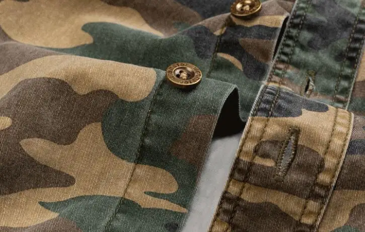 Men's Double Pocket Camo Shirt Men Camouflage Cargo Shirts High Quality Outdoor Hiking Sport Youth Out Wear Shirts