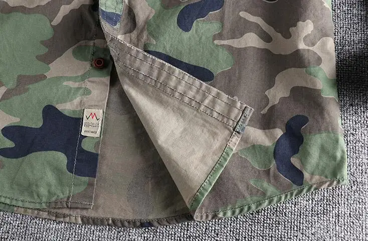 Men's Double Pocket Camo Shirt Men Camouflage Cargo Shirts High Quality Outdoor Hiking Sport Youth Out Wear Shirts