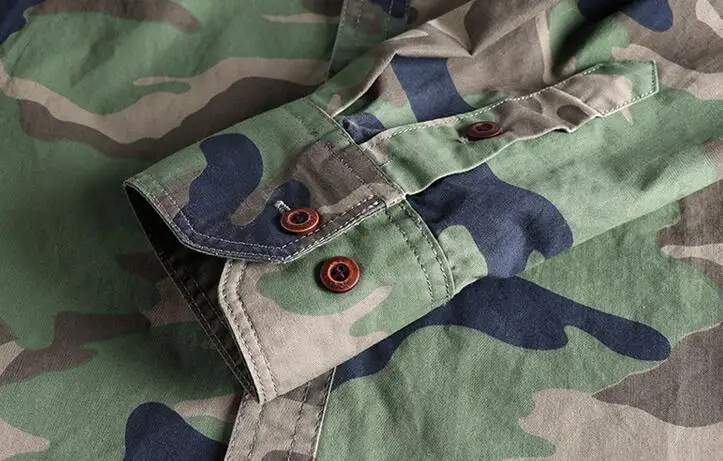 Men's Double Pocket Camo Shirt Men Camouflage Cargo Shirts High Quality Outdoor Hiking Sport Youth Out Wear Shirts