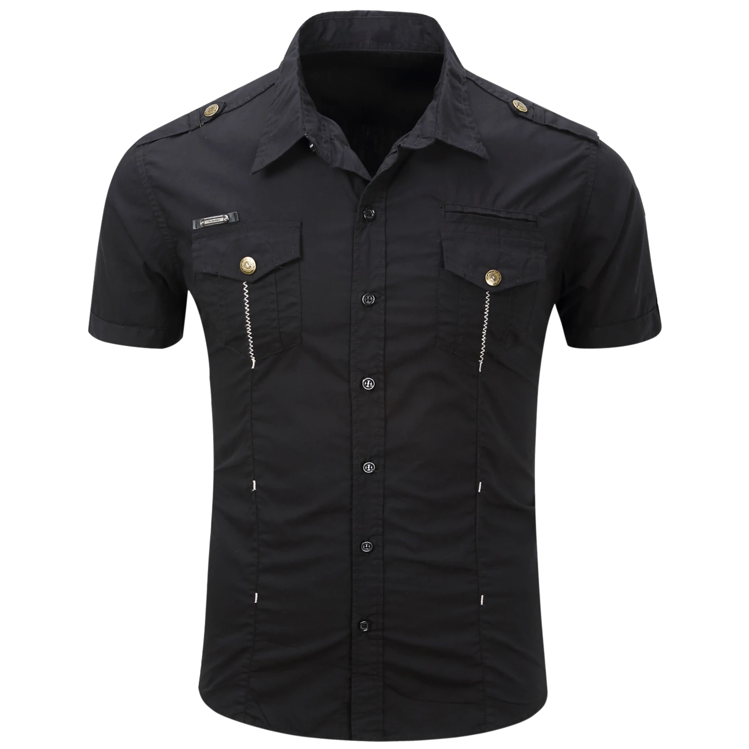 New Fashion 2025 Men's Casual 100% Cotton Military Tactical Shirt Summer Short Sleeve Solid Color Cargo Work Shirts with Pocket New Fashion 2025 Men's Casual 100% Cotton Military Tactical Shirt Summer Short Sleeve Solid Color Cargo Work Shirts with Pocket