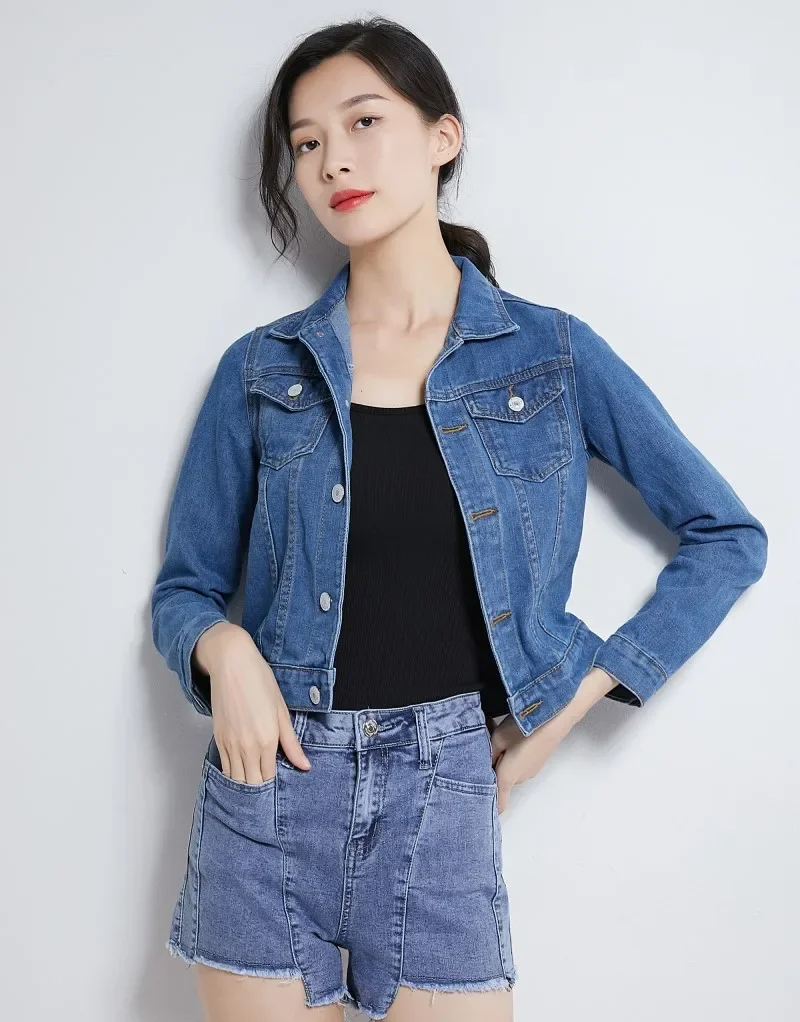 Spring Autumn New Candy Colored Denim Jacket Preppy Style Slimming Long Sleev For Women Smooths Your Silhouette Short Length Spring Autumn New Candy Colored Denim Jacket Preppy Style Slimming Long Sleev For Women Smooths Your Silhouette Short Length
