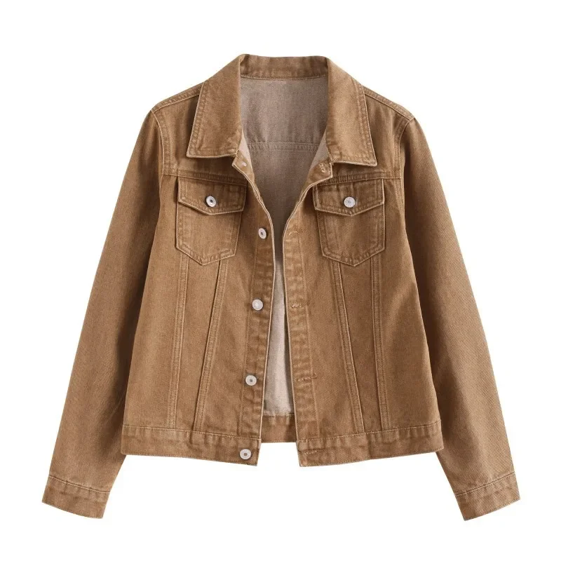 Spring Autumn New Candy Colored Denim Jacket Preppy Style Slimming Long Sleev For Women Smooths Your Silhouette Short Length Spring Autumn New Candy Colored Denim Jacket Preppy Style Slimming Long Sleev For Women Smooths Your Silhouette Short Length