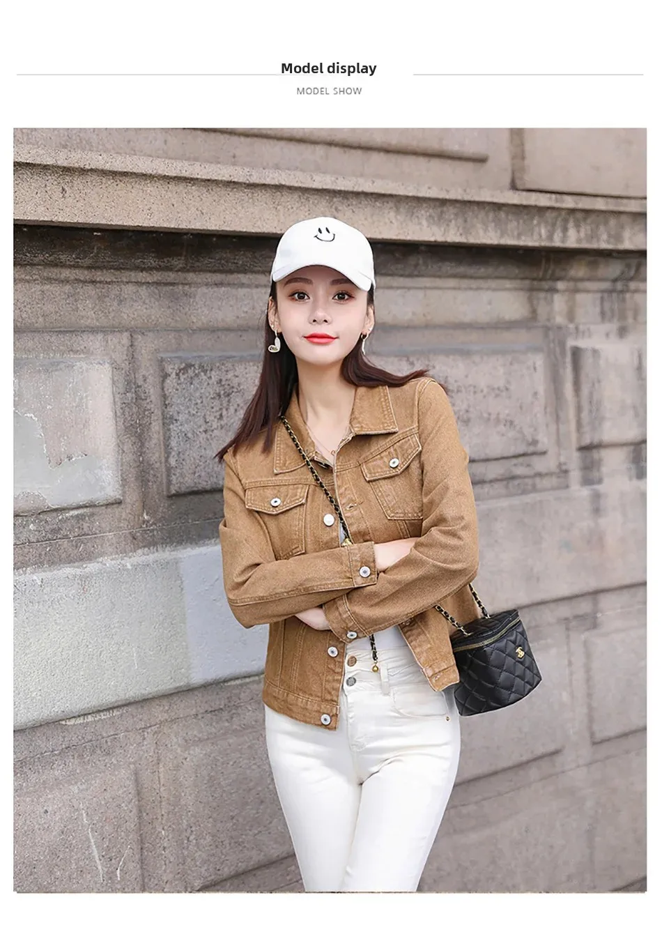 Spring Autumn New Candy Colored Denim Jacket Preppy Style Slimming Long Sleev For Women Smooths Your Silhouette Short Length Spring Autumn New Candy Colored Denim Jacket Preppy Style Slimming Long Sleev For Women Smooths Your Silhouette Short Length