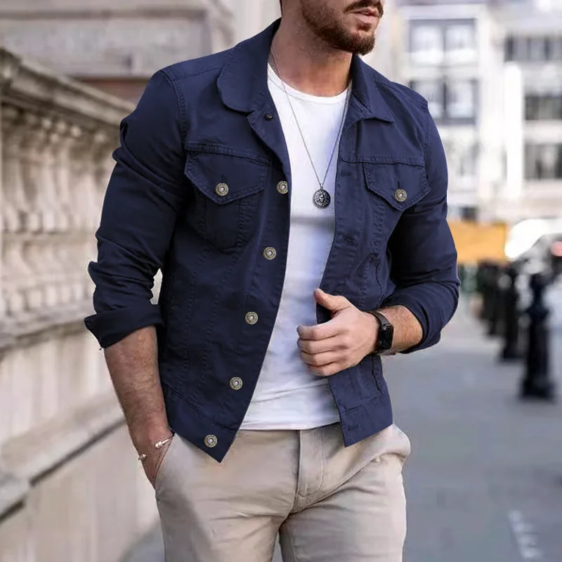 2025 New Men's Fashion Casual Jacket Washed Denim Top Autumn Loose Large Size Denim Jacket Men Jacket 2025 New Men's Fashion Casual Jacket Washed Denim Top Autumn Loose Large Size Denim Jacket Men Jacket