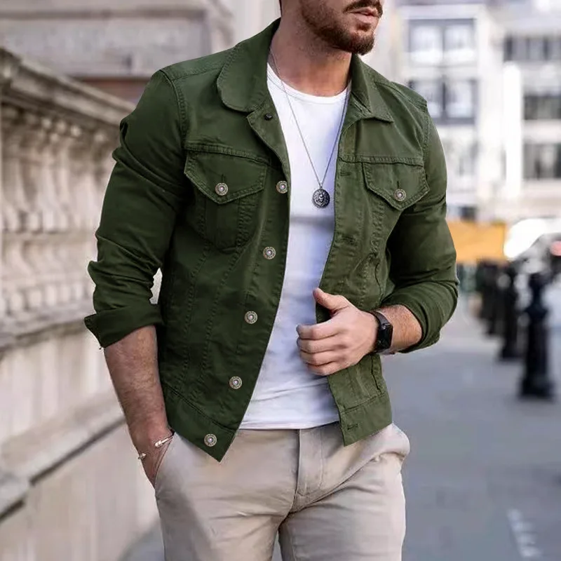 2025 New Men's Fashion Casual Jacket Washed Denim Top Autumn Loose Large Size Denim Jacket Men Jacket