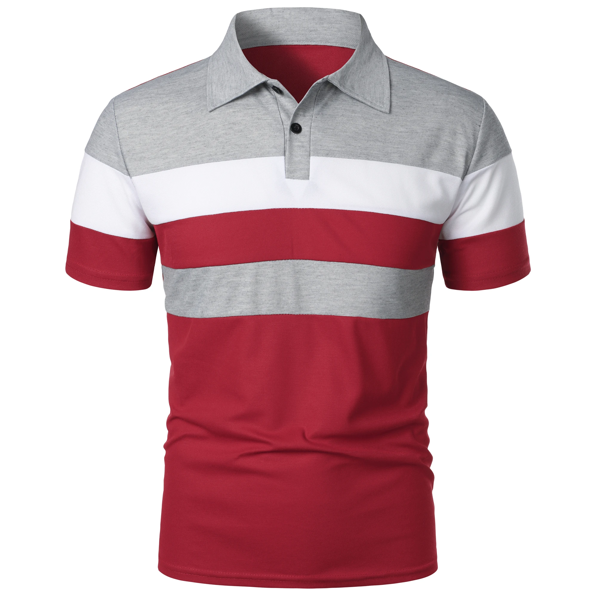 Men's short sleeve chest three stripes color matching fashion with men's lapel short sleeve men's fashion casual top T-shirt