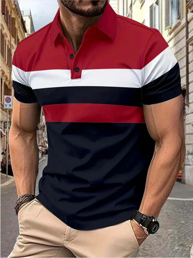Red with navy blue