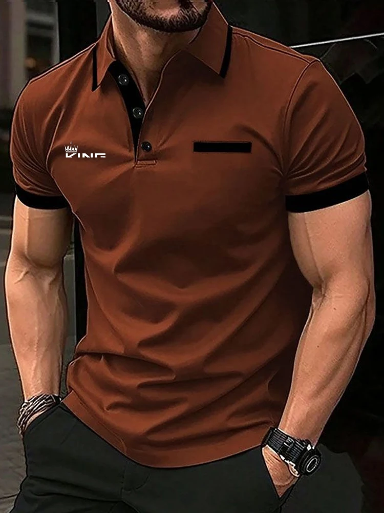 Men's Polo Shirt Golf Shirt Casual Sports Lapel Short Sleeve Fashion Basic Color Block Patchwork Summer Regular Fit Polo Shirt