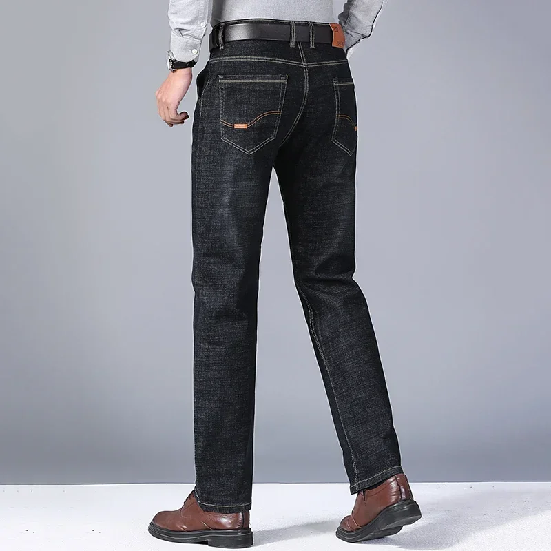 Fashion Men Jeans Stretch Straight Leg Casual Slim Fit Denim Pants Male Brand Luxury Design Business Classic Trousers Large Size
