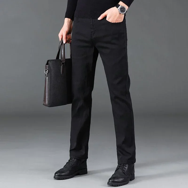 Fashion Men Jeans Stretch Straight Leg Casual Slim Fit Denim Pants Male Brand Luxury Design Business Classic Trousers Large Size