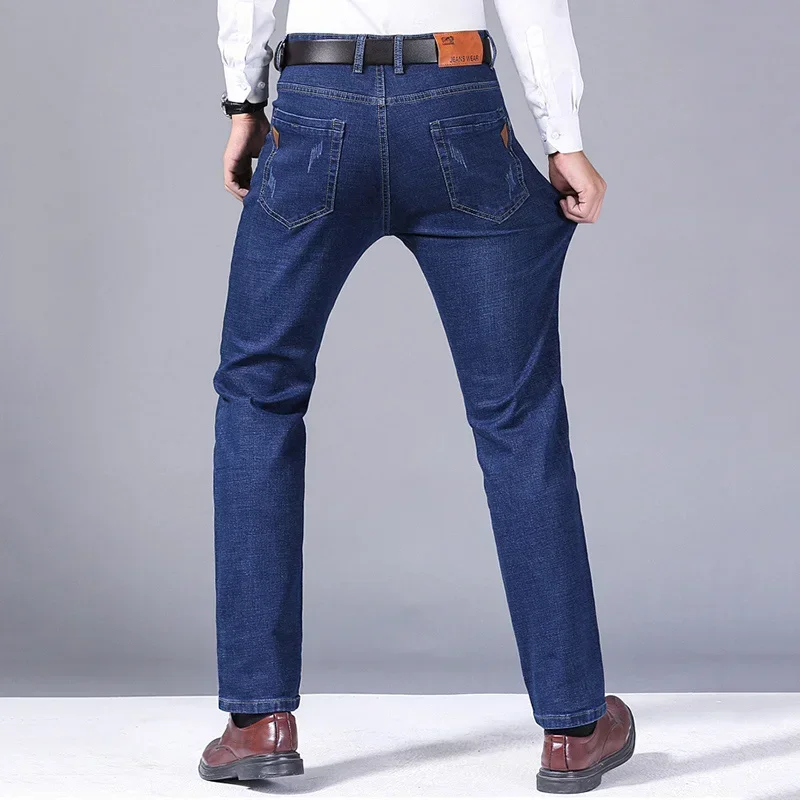 Fashion Men Jeans Stretch Straight Leg Casual Slim Fit Denim Pants Male Brand Luxury Design Business Classic Trousers Large Size