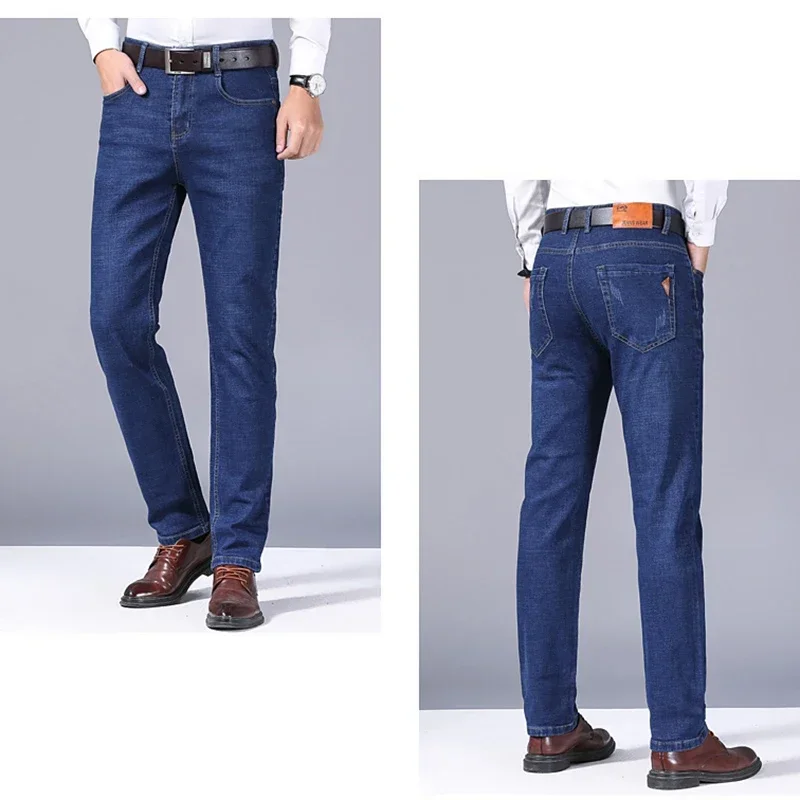 Fashion Men Jeans Stretch Straight Leg Casual Slim Fit Denim Pants Male Brand Luxury Design Business Classic Trousers Large Size