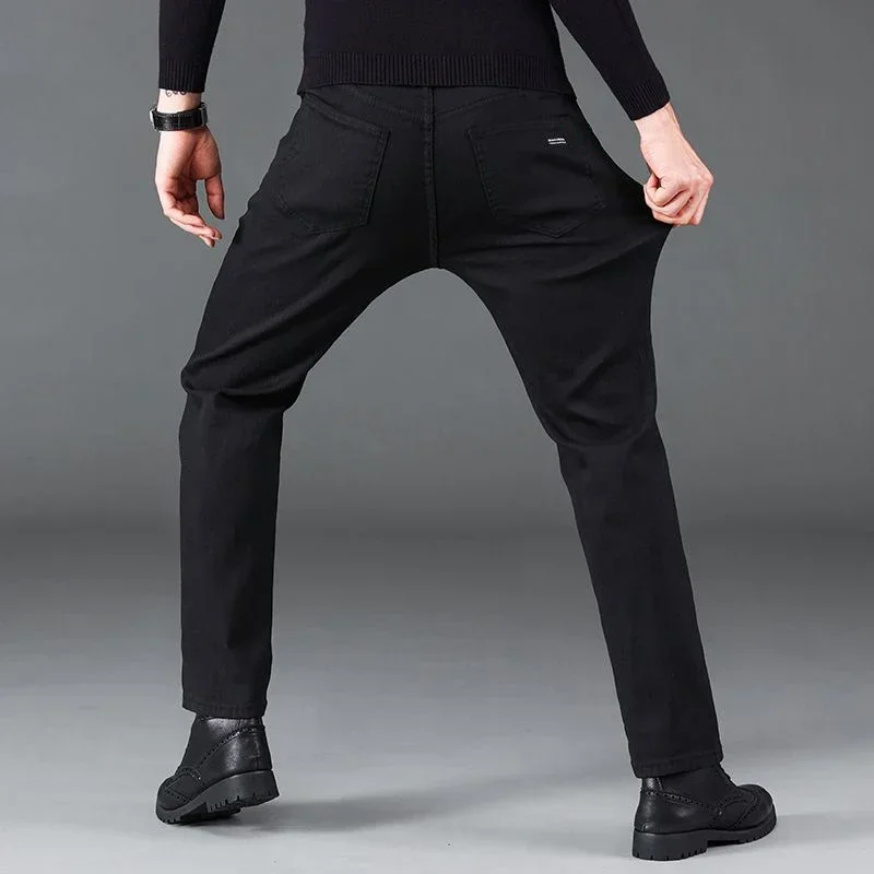 Fashion Men Jeans Stretch Straight Leg Casual Slim Fit Denim Pants Male Brand Luxury Design Business Classic Trousers Large Size