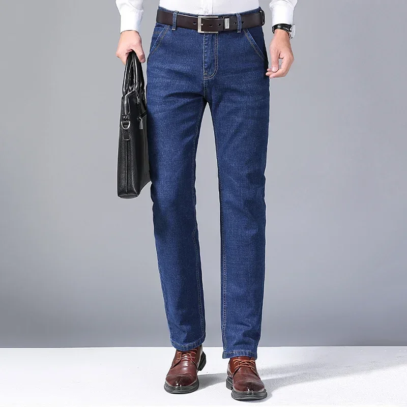 Fashion Men Jeans Stretch Straight Leg Casual Slim Fit Denim Pants Male Brand Luxury Design Business Classic Trousers Large Size