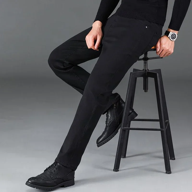 Fashion Men Jeans Stretch Straight Leg Casual Slim Fit Denim Pants Male Brand Luxury Design Business Classic Trousers Large Size