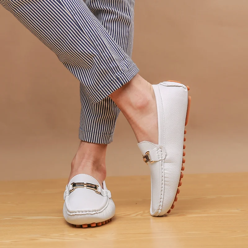 YRZL Loafers Men Handmade PU Leather Loafer Casual Driving Flats Slip-on Shoes Luxury Comfy Moccasins White Loafers Shoes Men